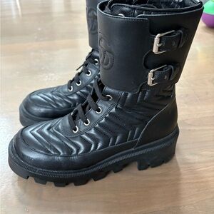 Gucci GG Black Nappa Leather Combat Boots